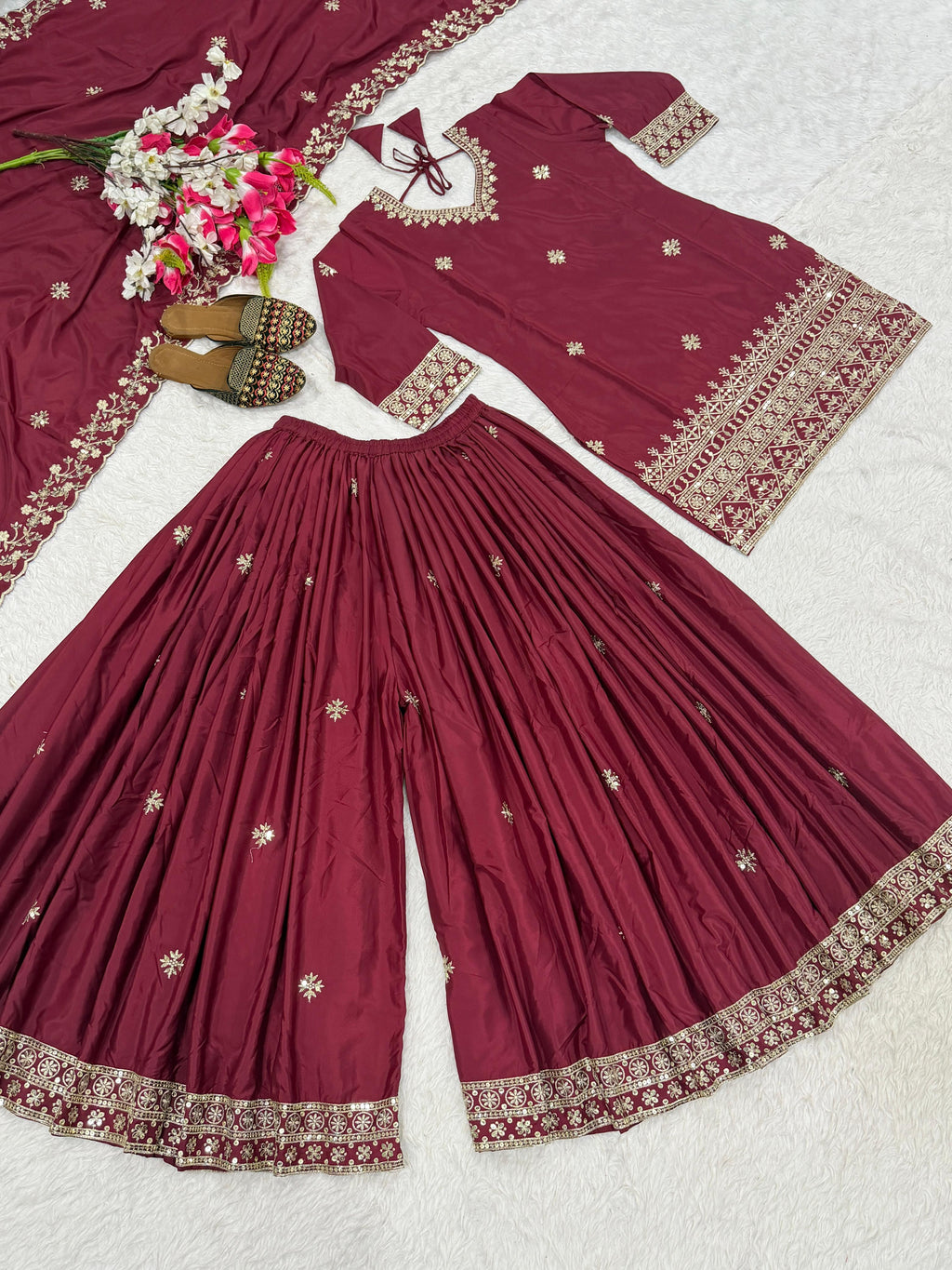 Party Wear Look Top , Sharara Plazzo  and Dupatta, New Fancy Style 👌❤️