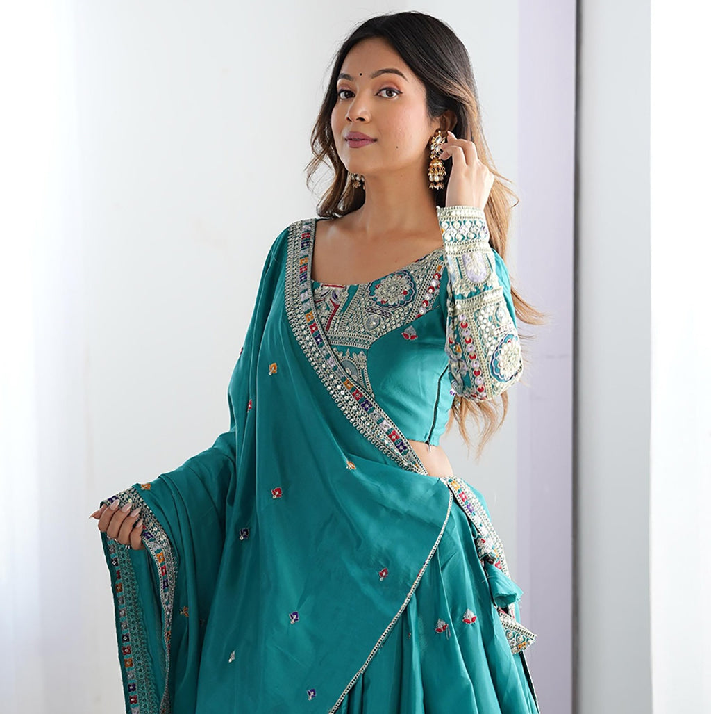Sanjivani Lehenga Choli Embroidered, Embellished Semi Stitched