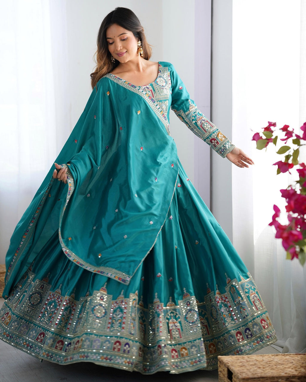 Sanjivani Lehenga Choli Embroidered, Embellished Semi Stitched