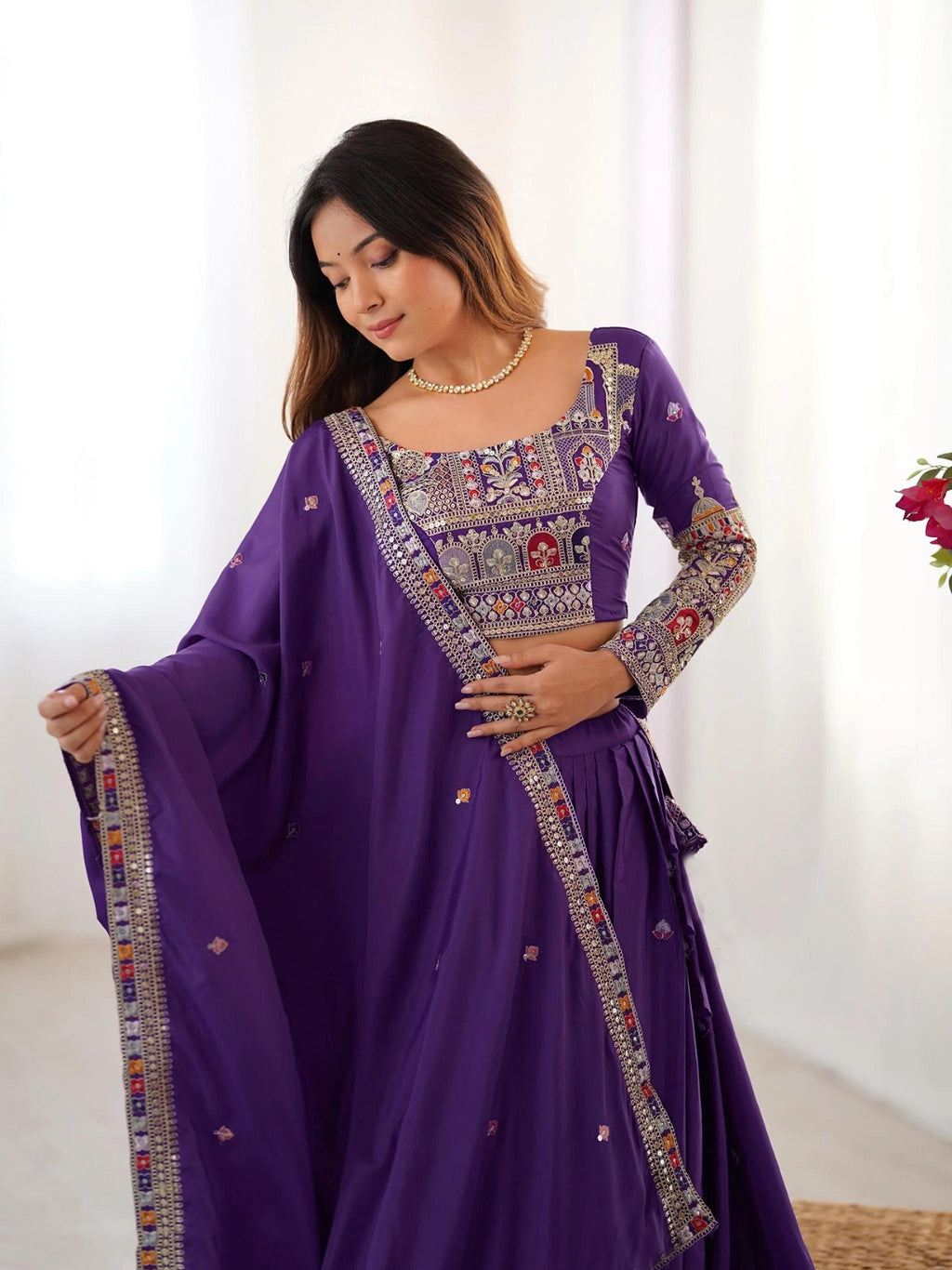 Sanjivani Lehenga Choli Embroidered, Embellished Semi Stitched
