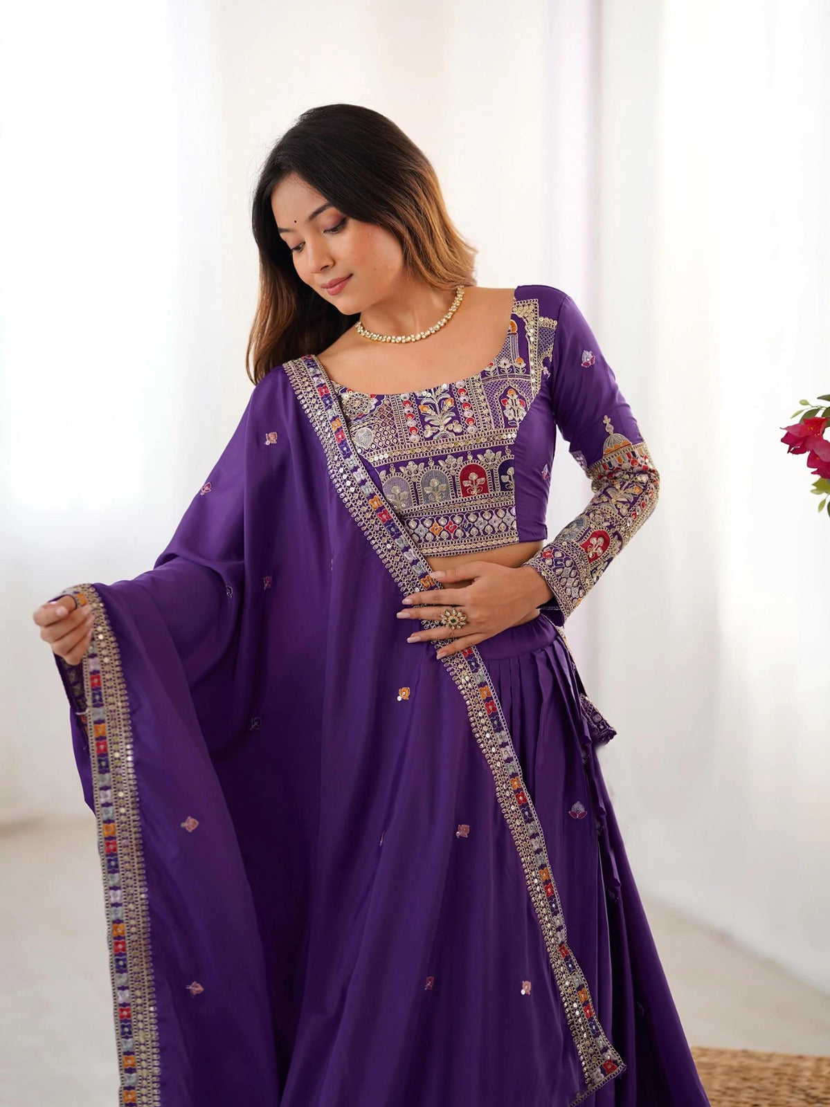 Sanjivani Lehenga Choli Embroidered, Embellished Semi Stitched