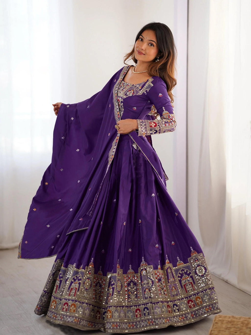 Sanjivani Lehenga Choli Embroidered, Embellished Semi Stitched