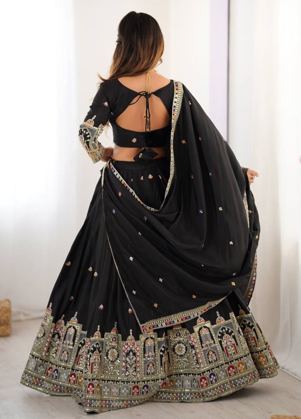 Sanjivani Lehenga Choli Embroidered, Embellished Semi Stitched