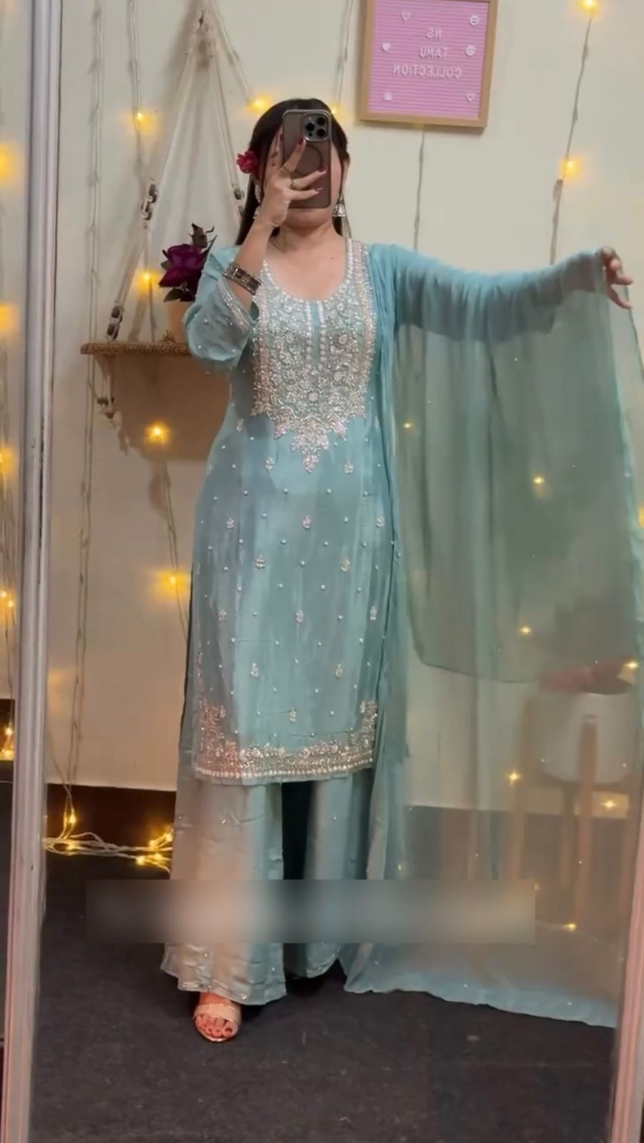 NEW READY TO WEAR SPACIAL FANCY DESIGN HEAVY EMBROIDERY AND SEQUENCE WORK TOP -PLAZZO   WITH  DUPATTA ❤️  👍