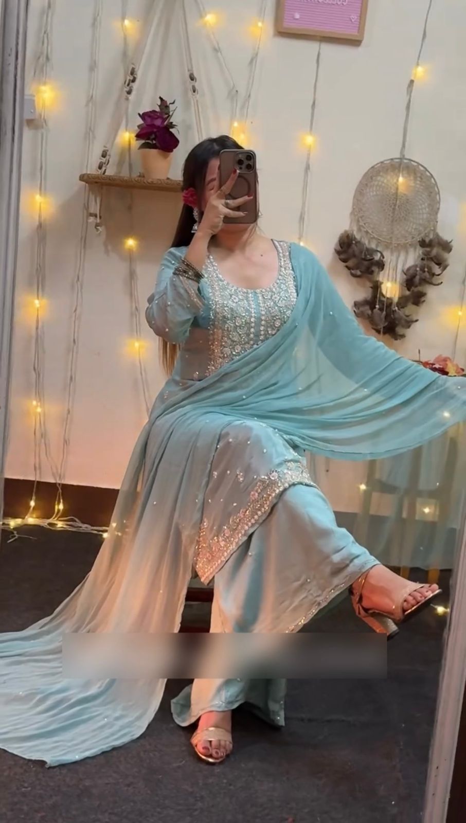 NEW READY TO WEAR SPACIAL FANCY DESIGN HEAVY EMBROIDERY AND SEQUENCE WORK TOP -PLAZZO   WITH  DUPATTA ❤️  👍