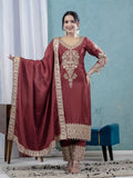 Pure Heavy Chinnon Silk With Heavy Embroidery Top Pant Set