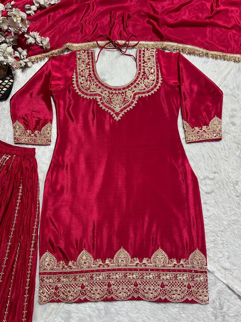 Beautiful Heavy Embroidery Coding Sequence Work Sharara Set
