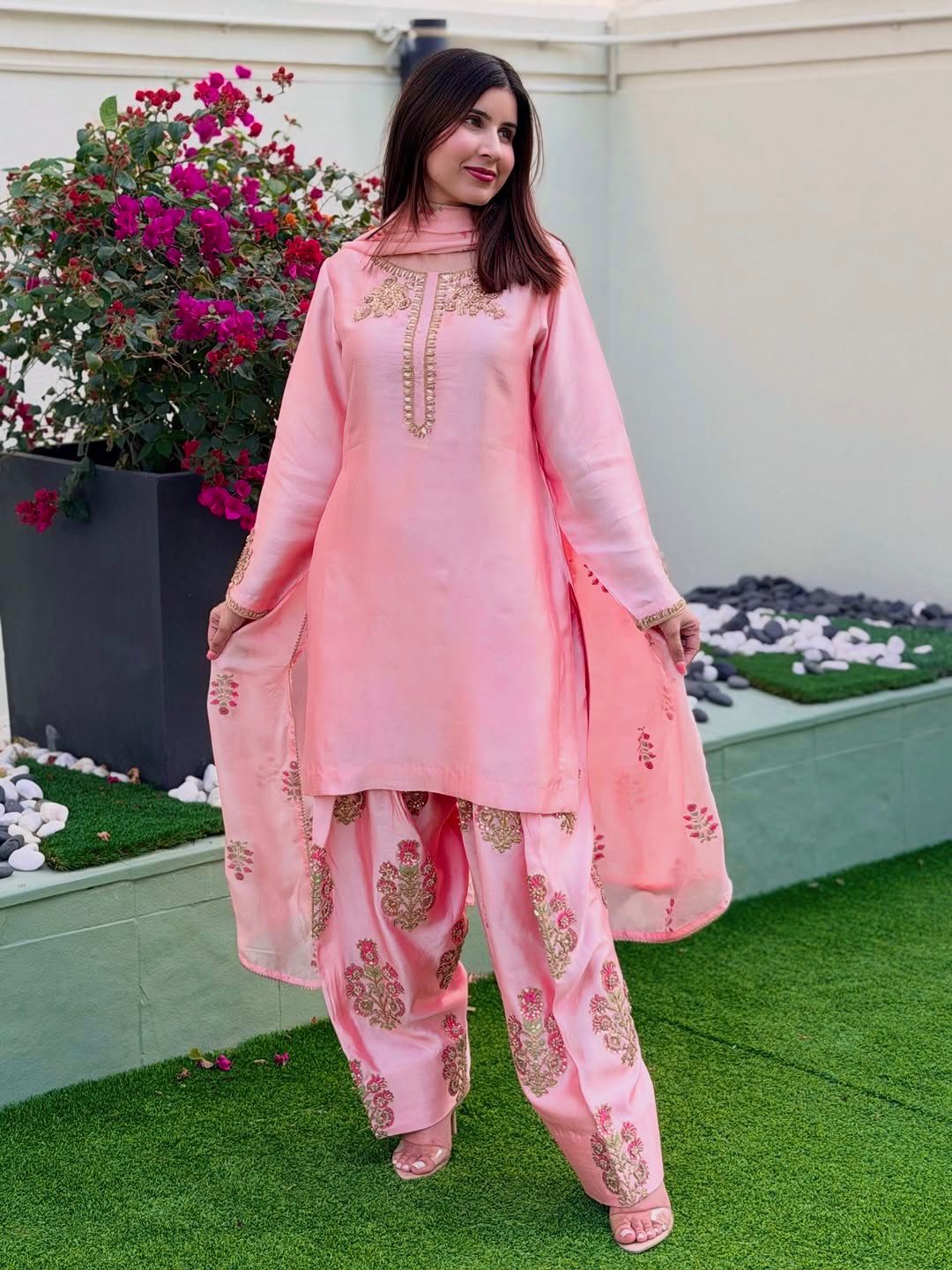 Heavy Crepe Silk Readymade Top & Bottom