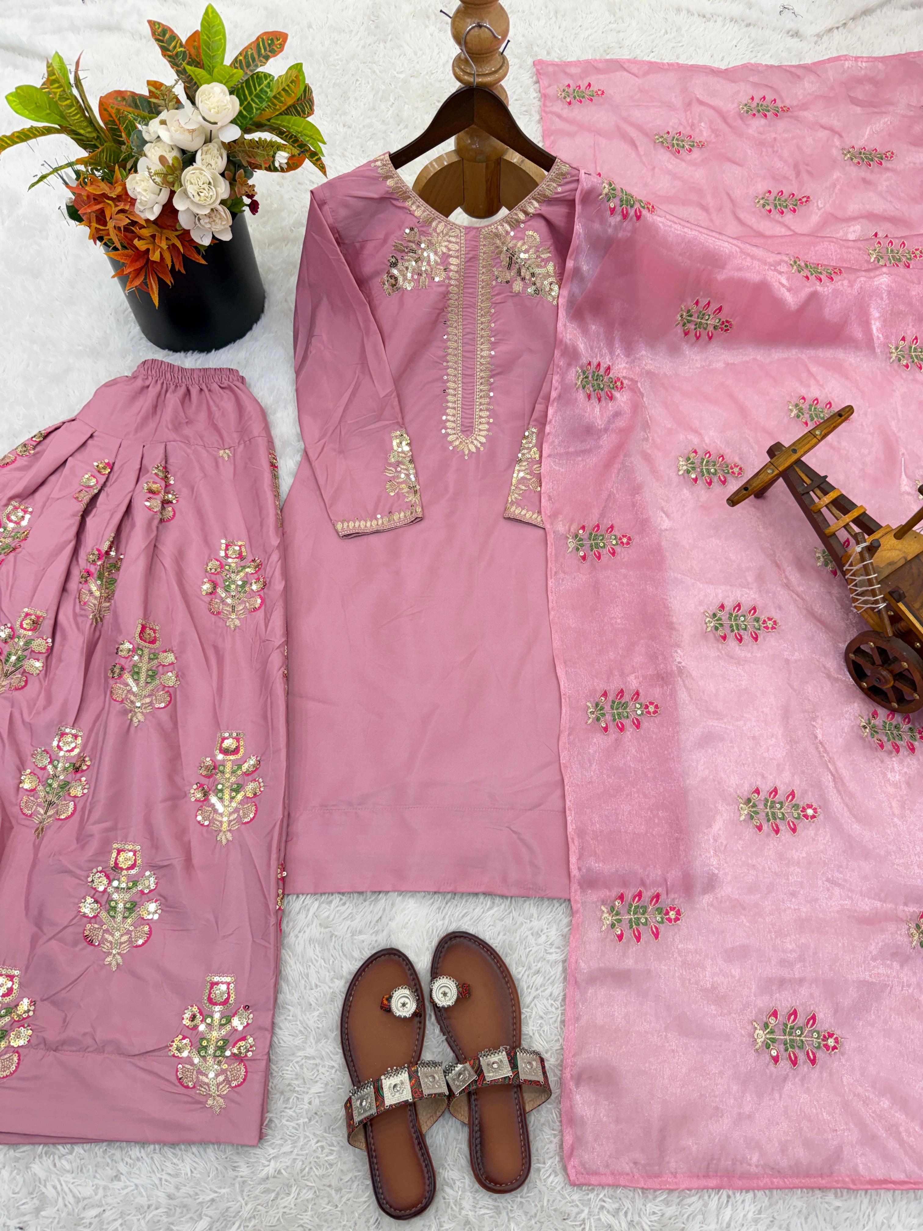 Heavy Crepe Silk Readymade Top & Bottom