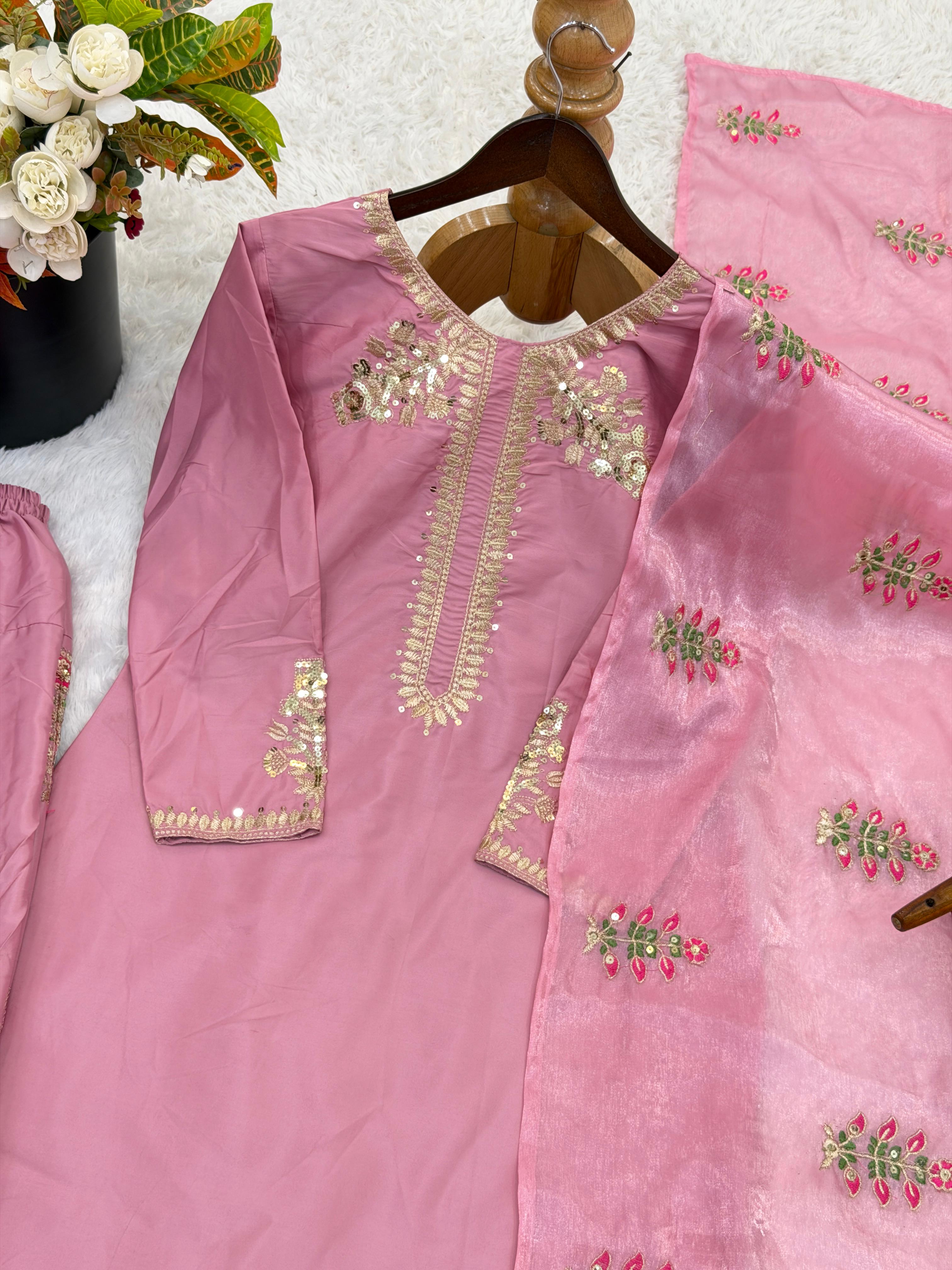 Heavy Crepe Silk Readymade Top & Bottom