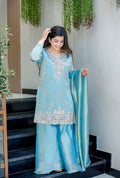 New Ready-made Collection With Silky 😍 Silk And Heavy Embroidery Sequence Work Top-Sharara