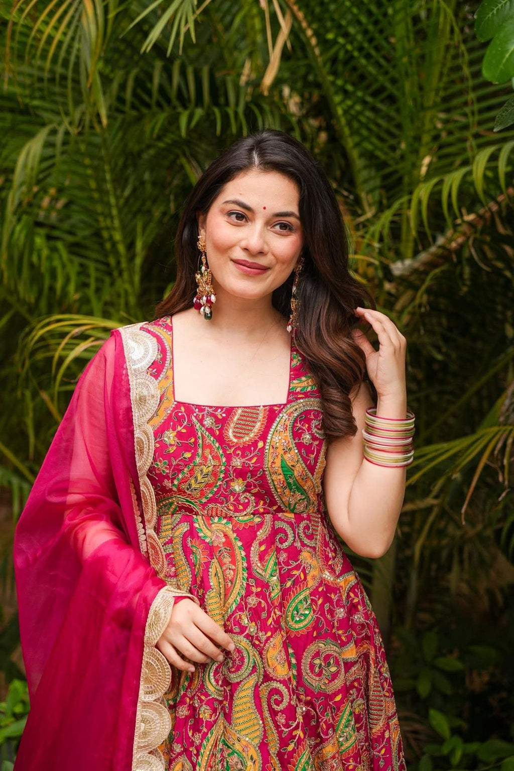 Anarkali gown - Digital printed Jimmy organza silk suit with huge flair 🌸