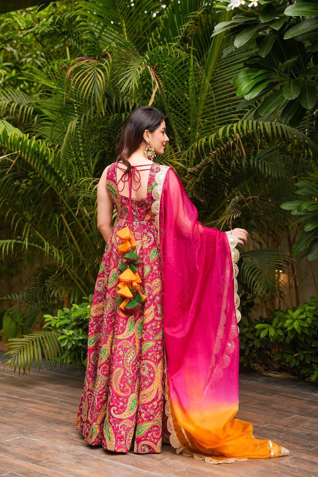 Anarkali gown - Digital printed Jimmy organza silk suit with huge flair 🌸