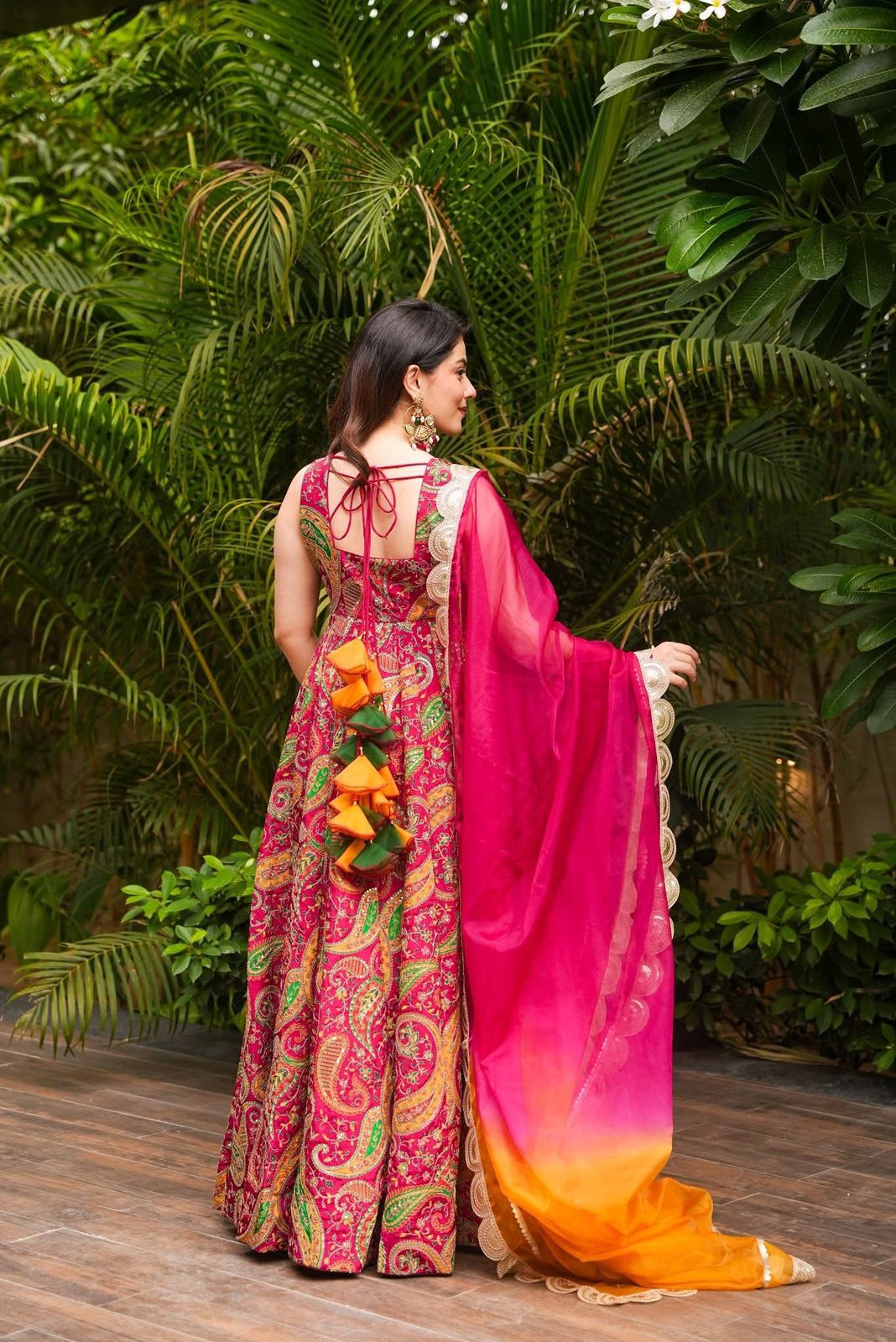 Anarkali gown - Digital printed Jimmy organza silk suit with huge flair 🌸