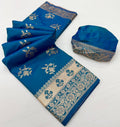 Pure Soft silk weawing blouse piece with sleeve border SAREE