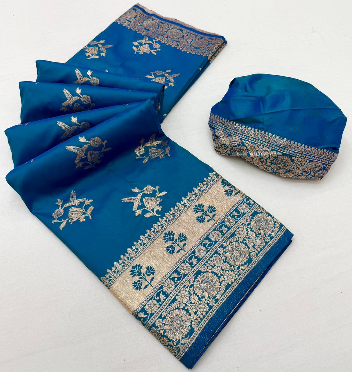 Pure Soft silk weawing blouse piece with sleeve border SAREE