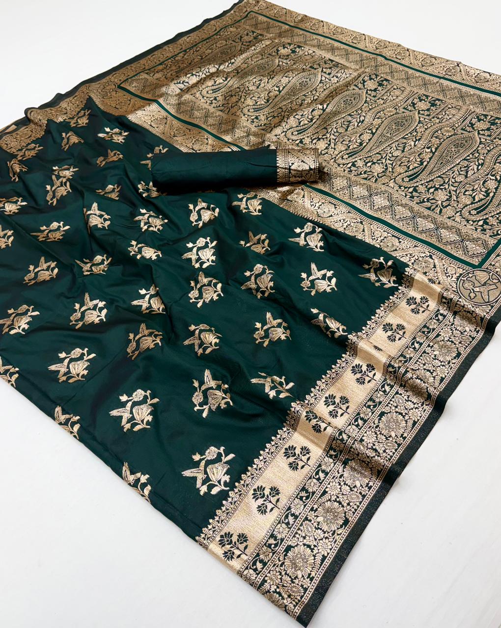 Pure Soft silk weawing blouse piece with sleeve border SAREE