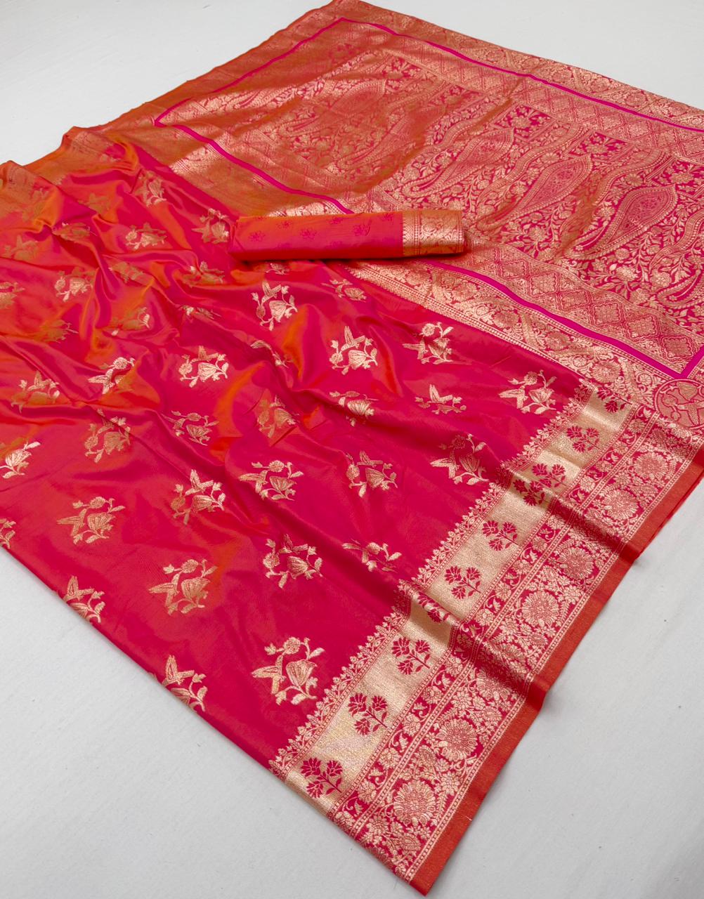 Pure Soft silk weawing blouse piece with sleeve border SAREE