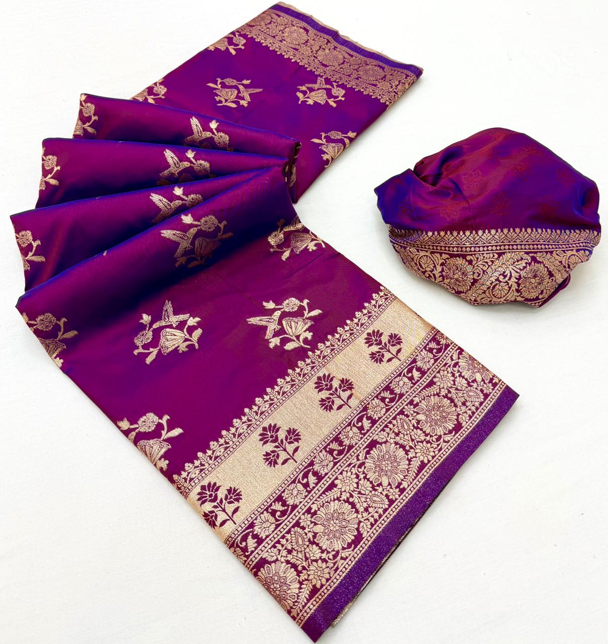 Pure Soft silk weawing blouse piece with sleeve border SAREE
