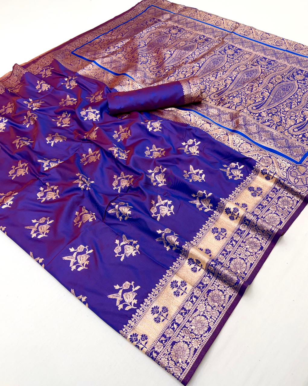 Pure Soft silk weawing blouse piece with sleeve border SAREE