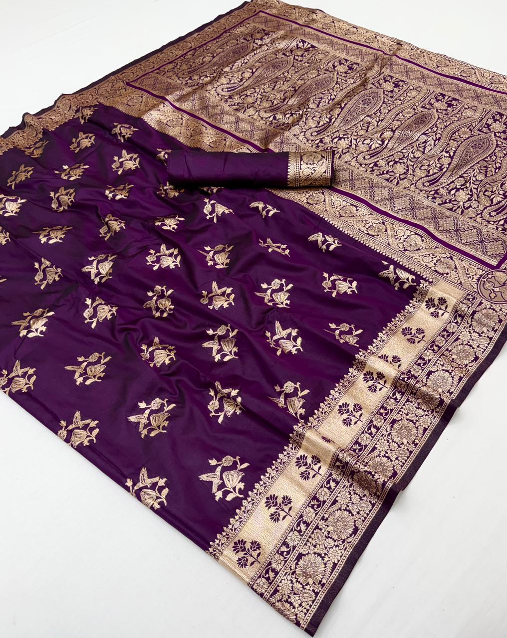 Pure Soft silk weawing blouse piece with sleeve border SAREE