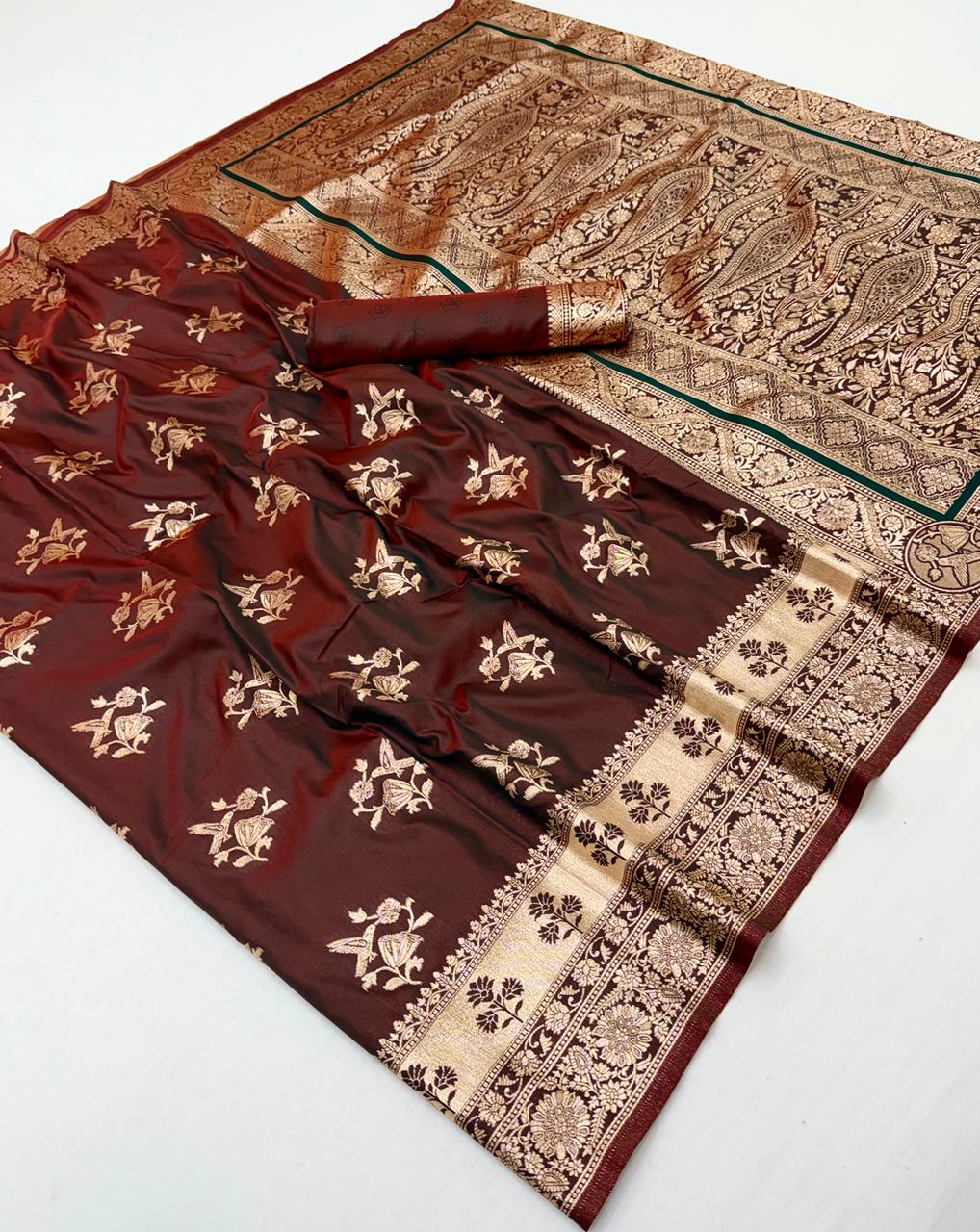 Pure Soft silk weawing blouse piece with sleeve border SAREE