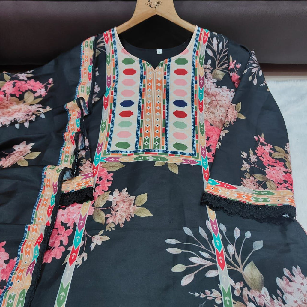 Pakistani Suit which is beautifully decorated with digital prints