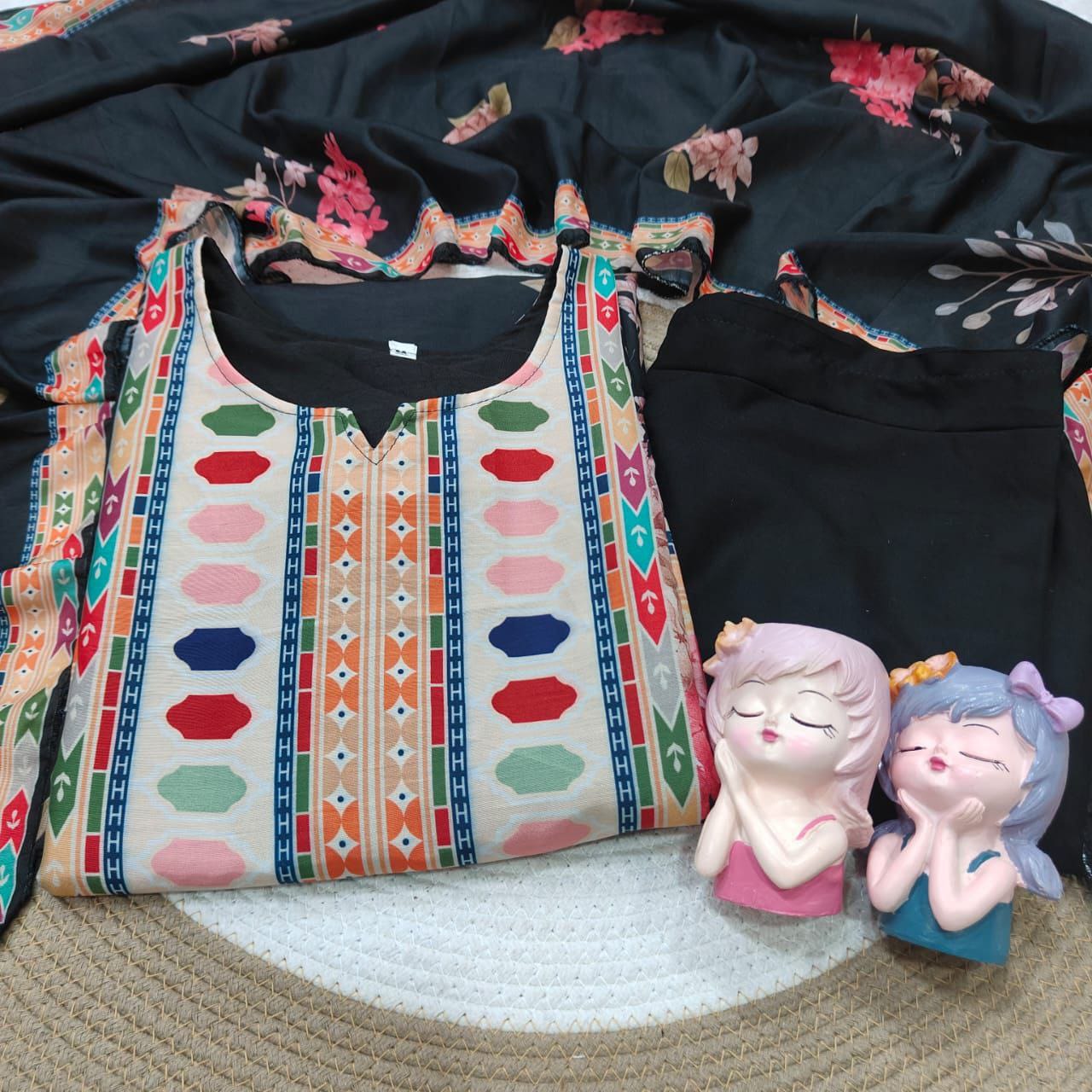 Pakistani Suit which is beautifully decorated with digital prints