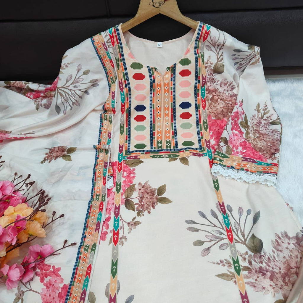 Pakistani Suit which is beautifully decorated with digital prints