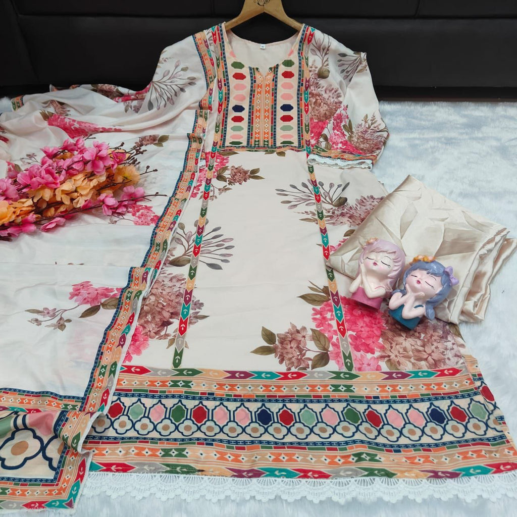Pakistani Suit which is beautifully decorated with digital prints