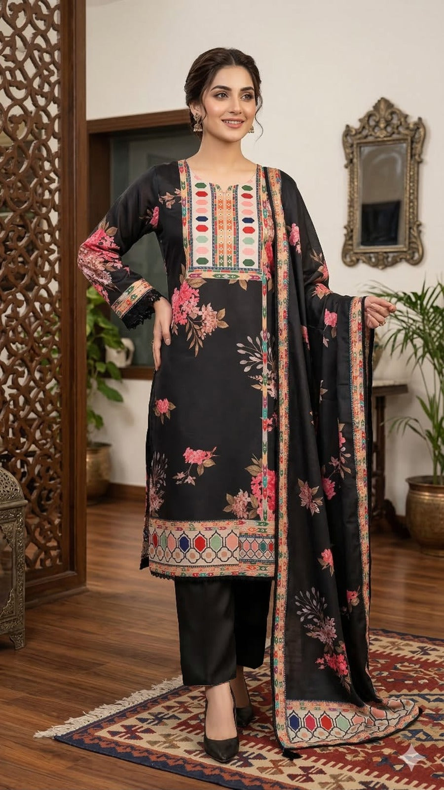 Pakistani Suit which is beautifully decorated with digital prints