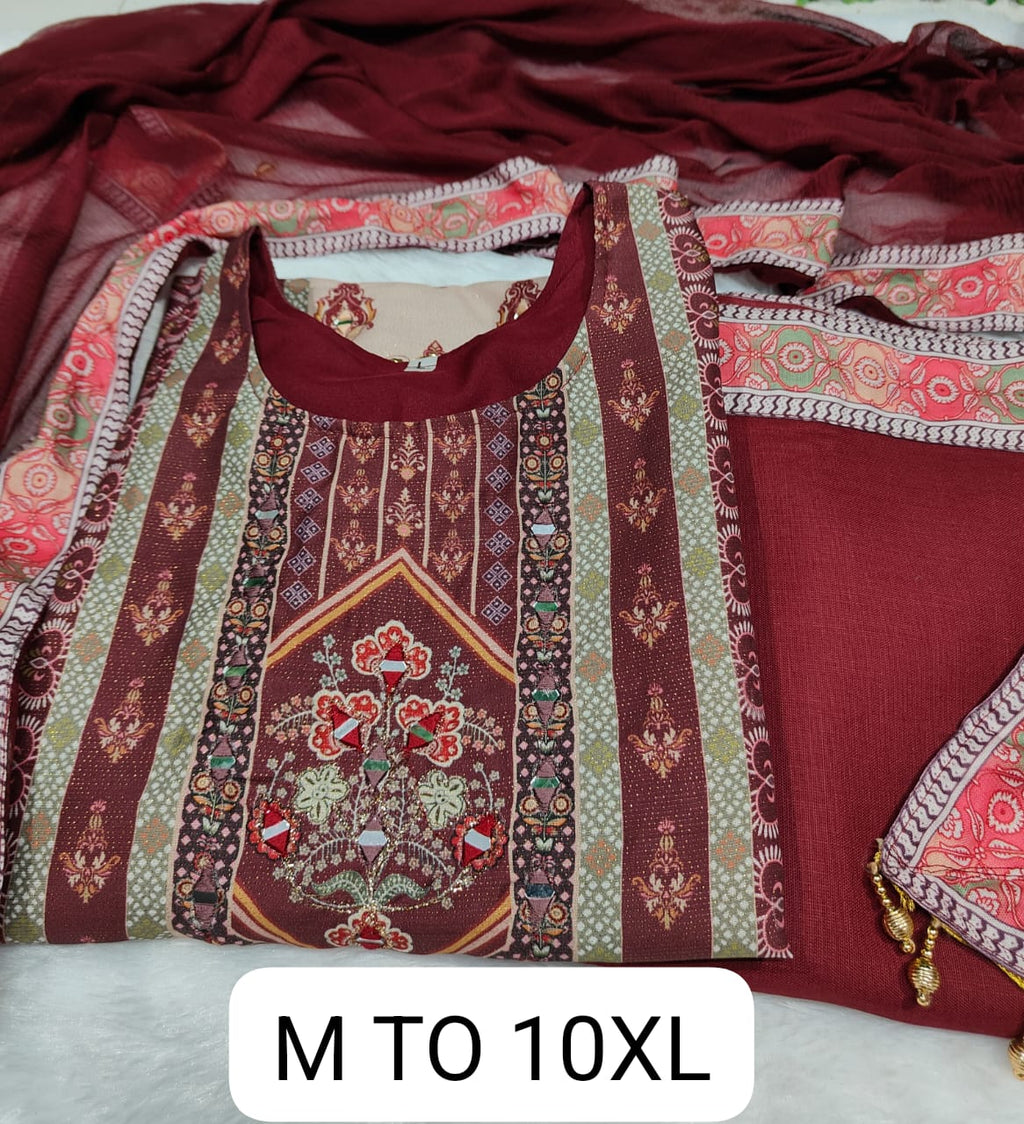 JAYPURI TRENDING  TOP WITH PRINTED WORK WITH MIROR WORK WITH PLAZZO AND DUPATTA