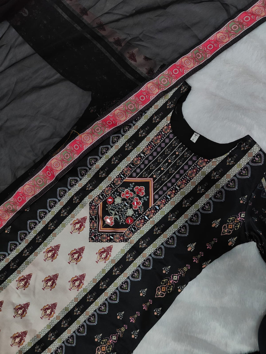 JAYPURI TRENDING  TOP WITH PRINTED WORK WITH MIROR WORK WITH PLAZZO AND DUPATTA