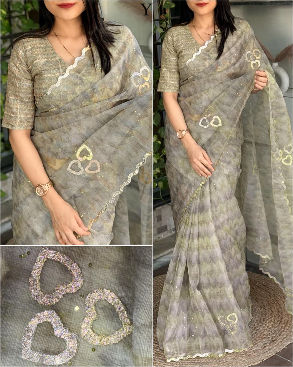 New Heart design Digital Print in Saree