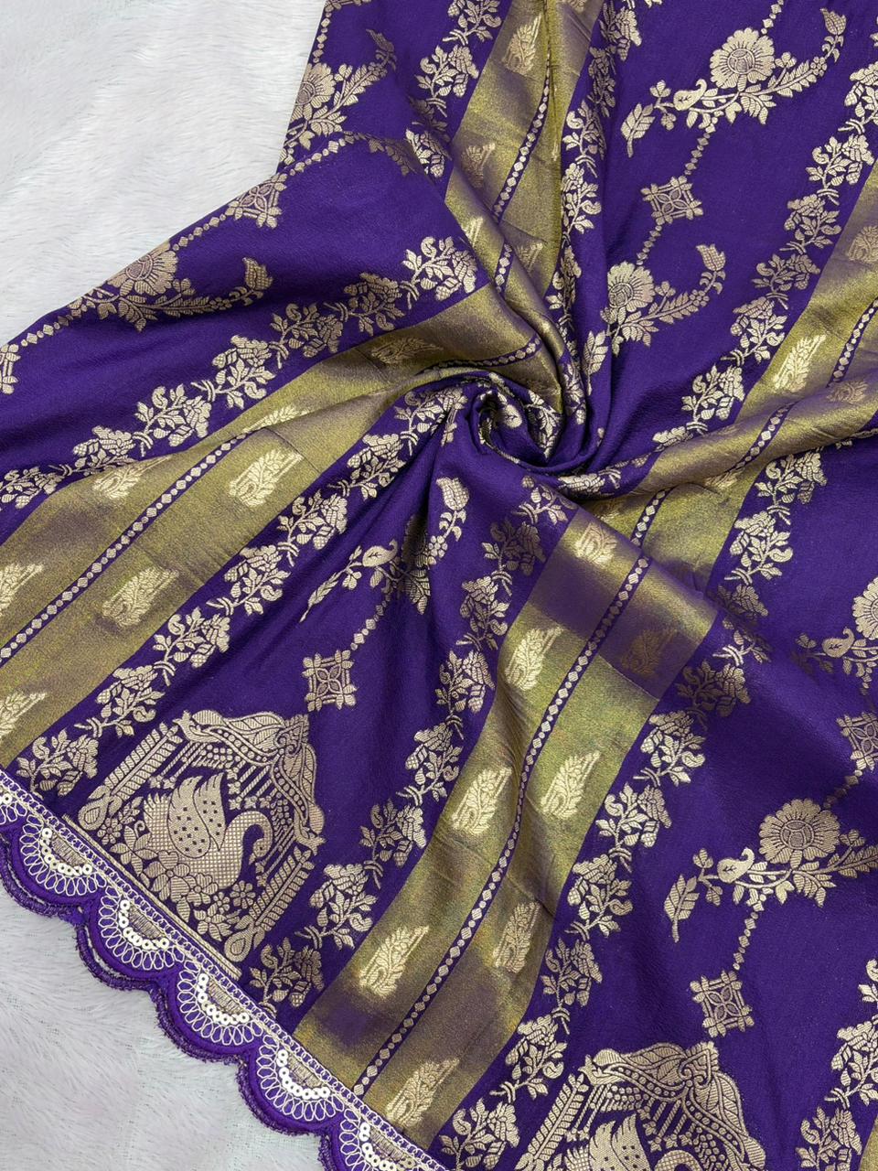 NEW COLLECTION IN KHADI CREPE SILK WEAVING SAREE