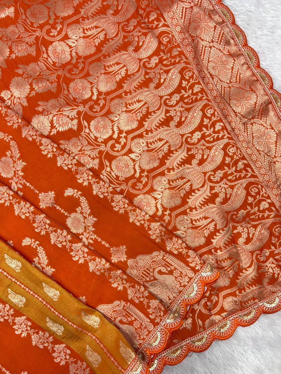 NEW COLLECTION IN KHADI CREPE SILK WEAVING SAREE