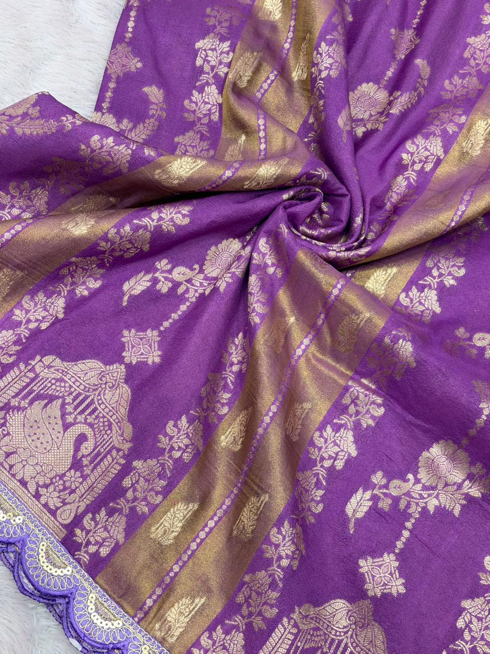 NEW COLLECTION IN KHADI CREPE SILK WEAVING SAREE