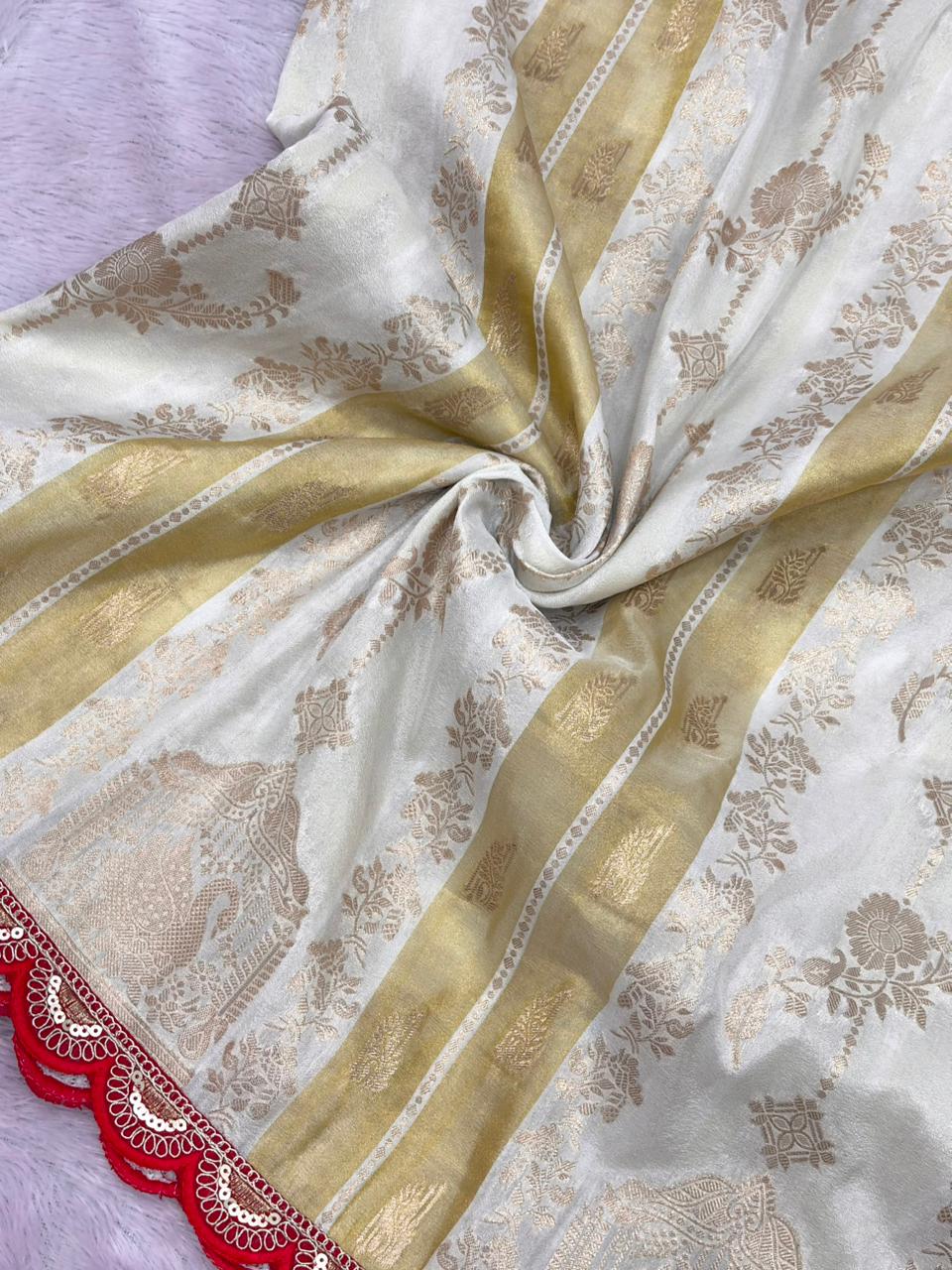 NEW COLLECTION IN KHADI CREPE SILK WEAVING SAREE
