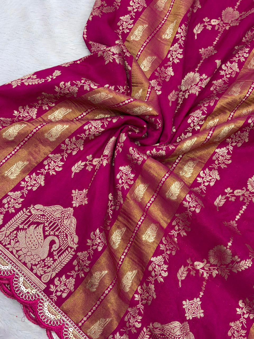 NEW COLLECTION IN KHADI CREPE SILK WEAVING SAREE