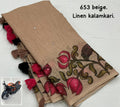 Soft linen kalamkari printed saree