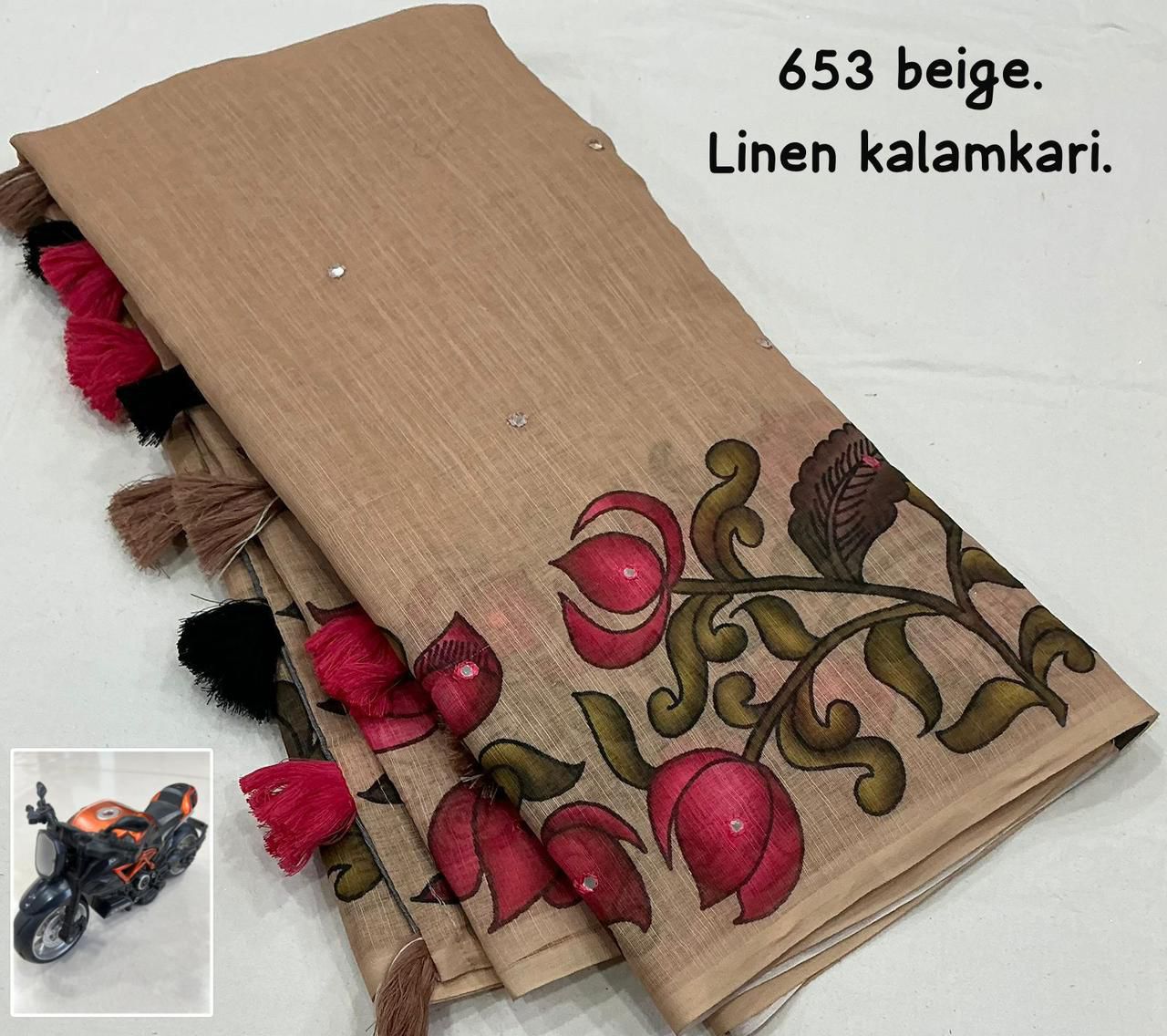 Soft linen kalamkari printed saree