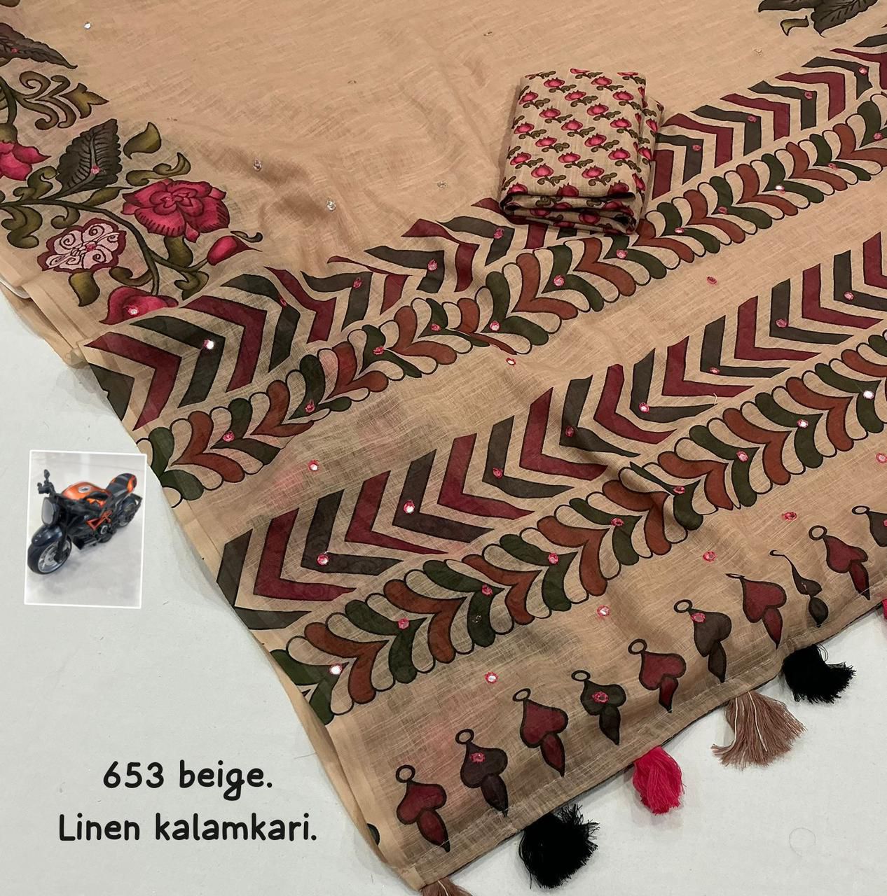 Soft linen kalamkari printed saree