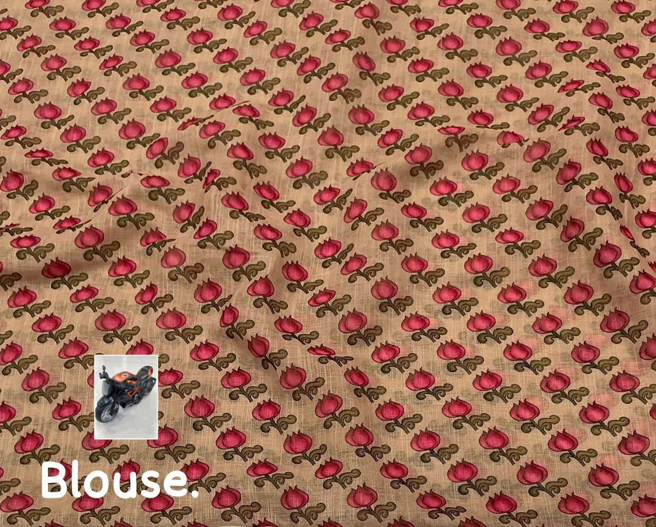 Soft linen kalamkari printed saree