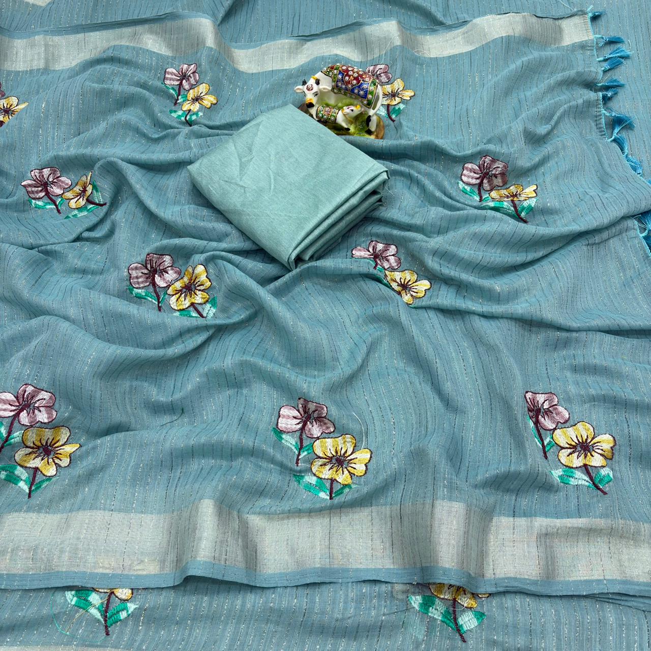 Premium Simmer Crystal Cotton Saree