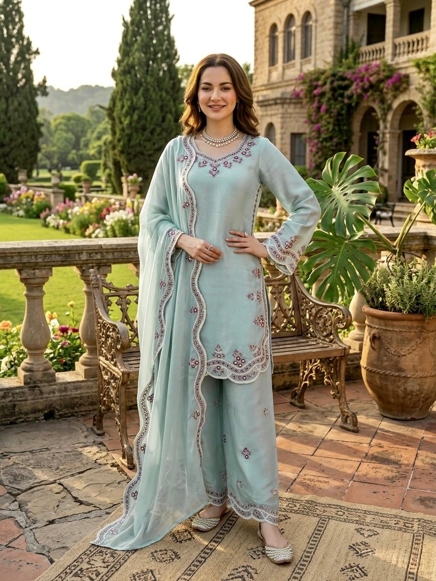 Classy Tones with Premium Fabric & Detailing Plazzo and suite set