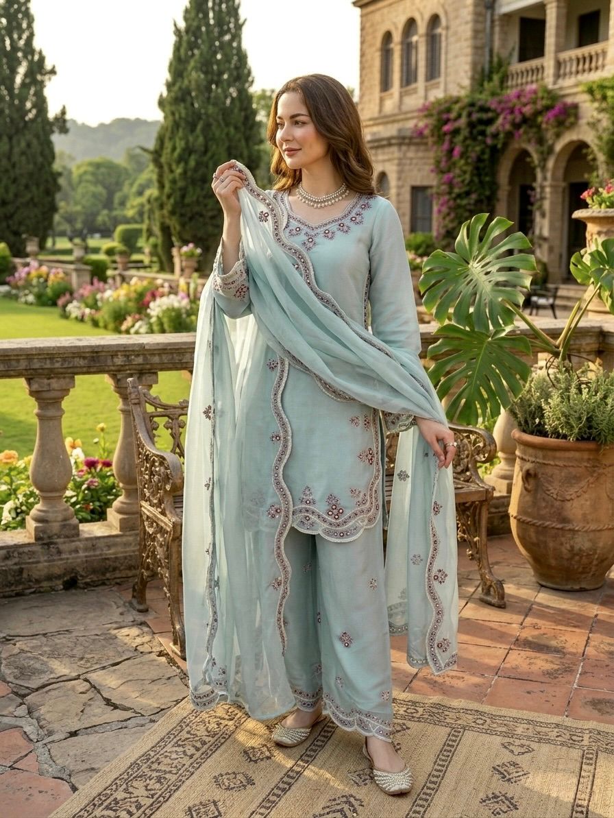 Classy Tones with Premium Fabric & Detailing Plazzo and suite set