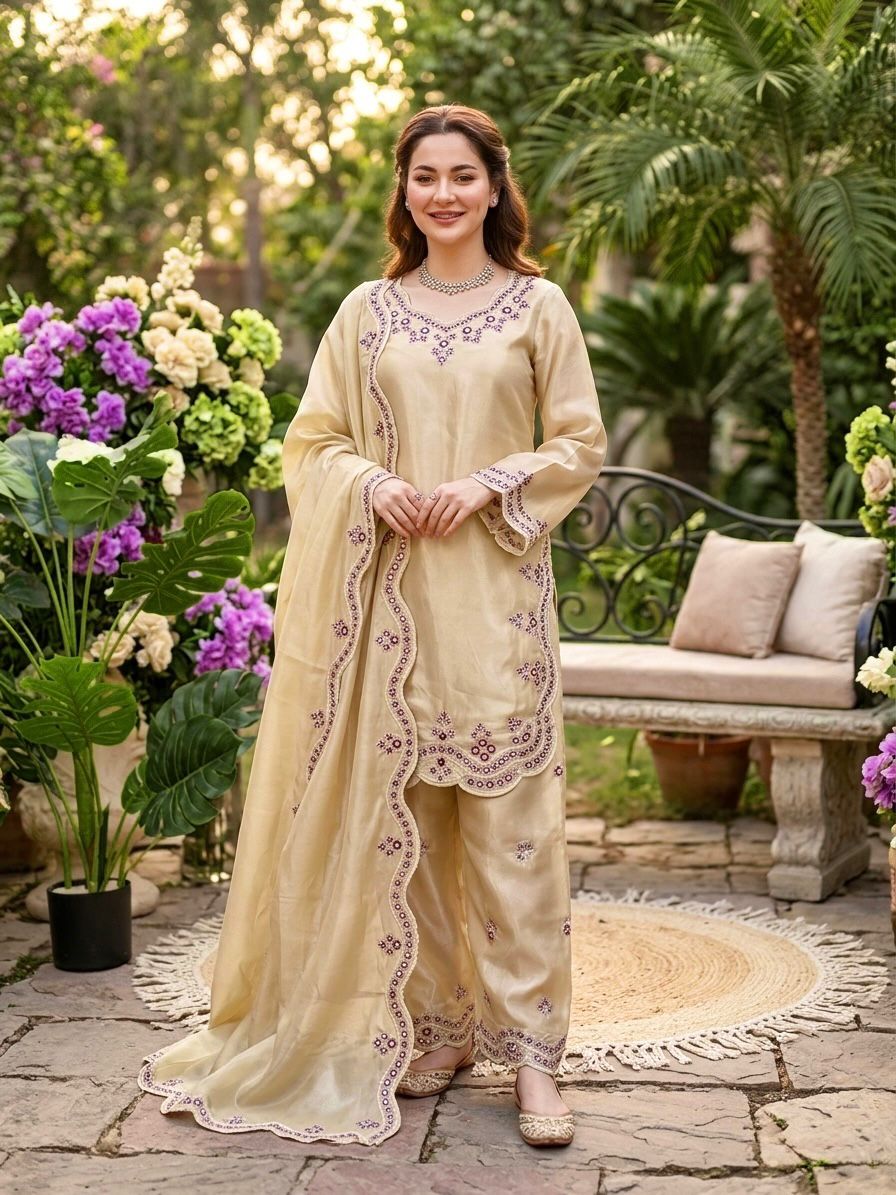 Classy Tones with Premium Fabric & Detailing Plazzo and suite set