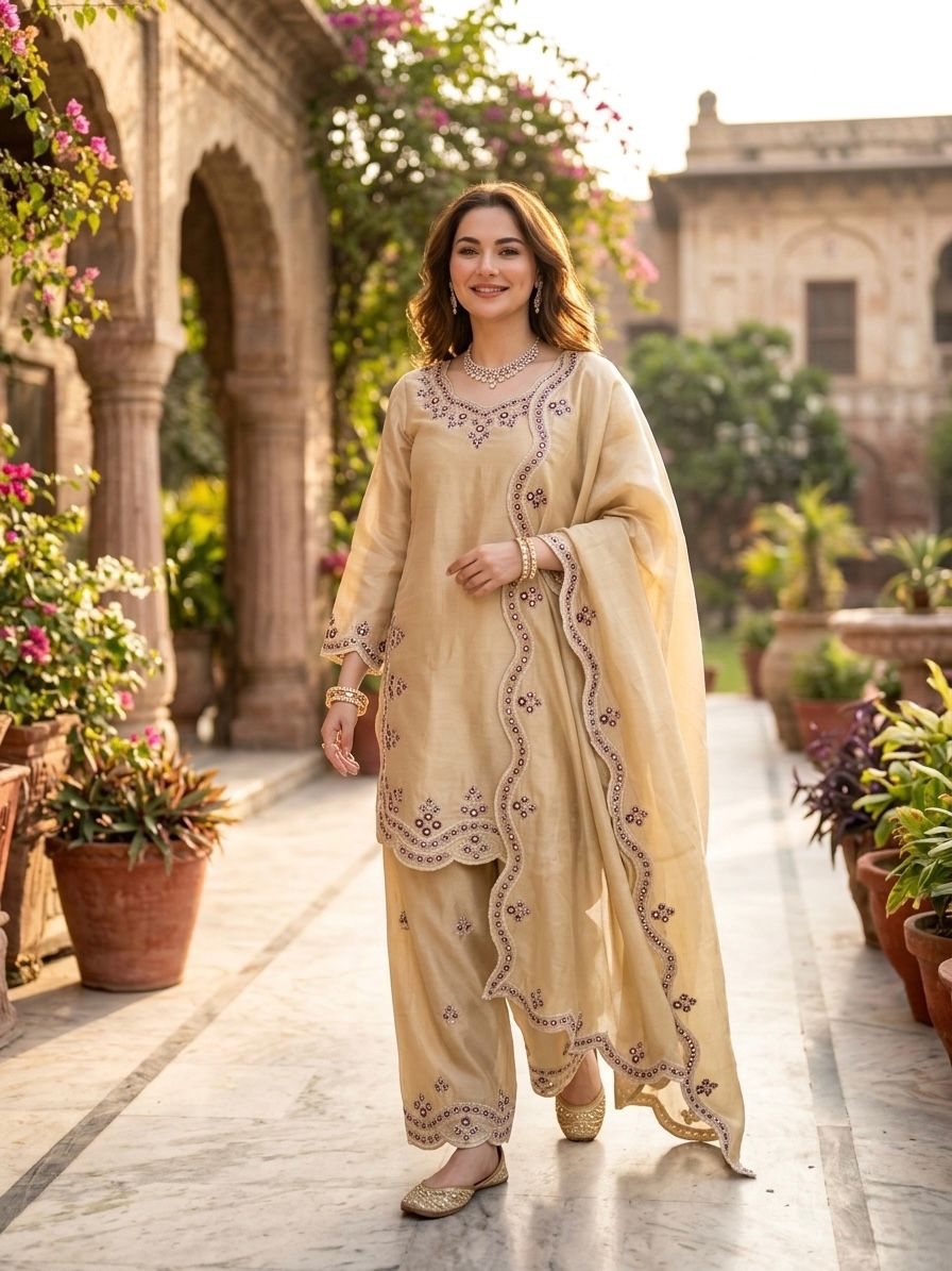 Classy Tones with Premium Fabric & Detailing Plazzo and suite set