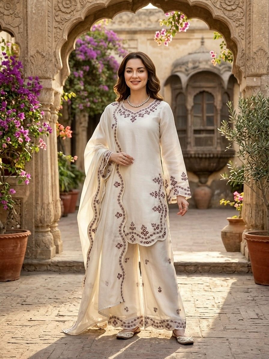 Classy Tones with Premium Fabric & Detailing Plazzo and suite set
