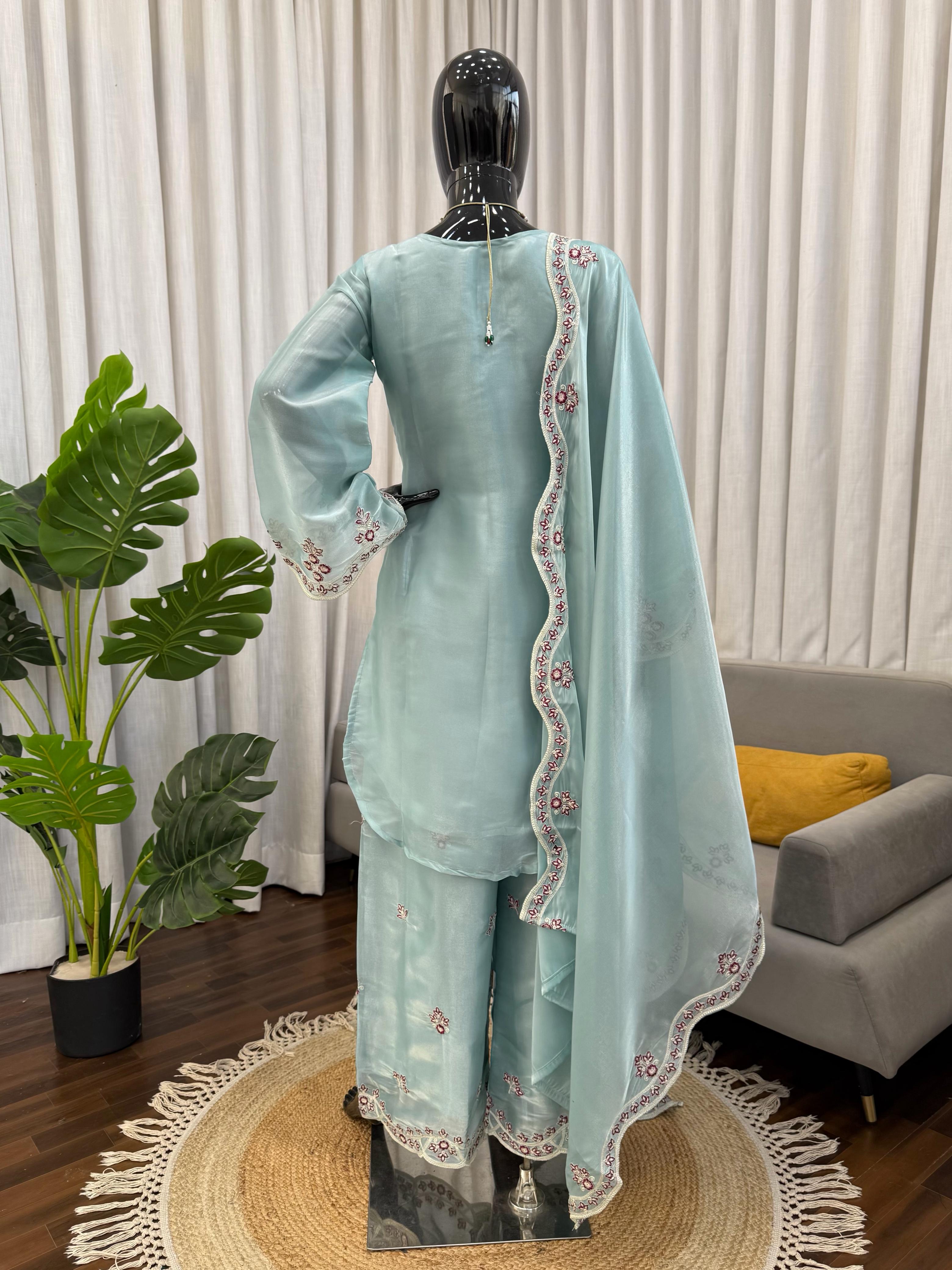 Classy Tones with Premium Fabric & Detailing Plazzo and suite set